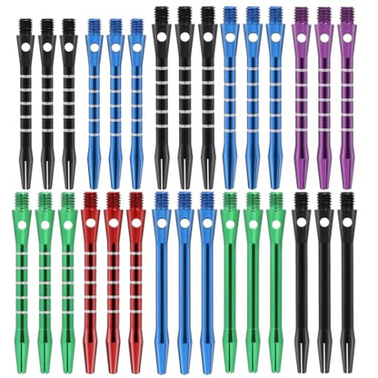 Psyqtsuary Pointed tip Shafts for Steel Tip, 30 Pcs 2BA Thread Aluminum Pointed Tips shafts with Rubber O Rings 50 mm/53 mm Aluminium Alloy Pointed-tip Stems Pointed-tip Replacement Parts Soft Tips