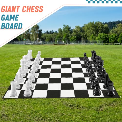 9x9ft Giant Chess Game Mat Nylon Board Mat for Outdoor with 4 Ground Nails and Storage Bag, Compatible with 25 37 49 Inch Giant Chess Sets and 10 Inch Large Checkers, Checker Not Included - size: 9x9ft