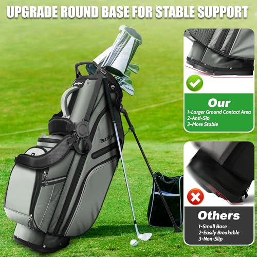 14 Way Full Length Dividers Golf Stand Bag, Lightweight Golf Bag with Stand for Men and Women Golf Club Carry Bag with Dual Strap & Rain Cover - color: Green
