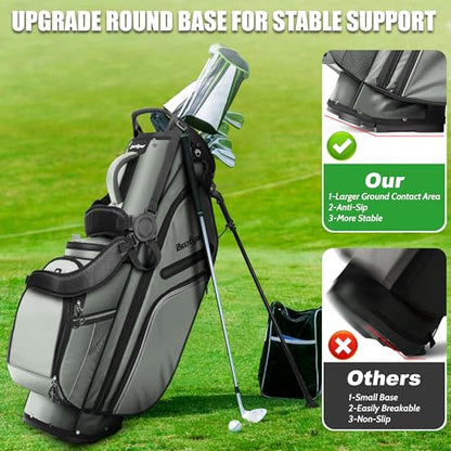 14 Way Full Length Dividers Golf Stand Bag, Lightweight Golf Bag with Stand for Men and Women Golf Club Carry Bag with Dual Strap & Rain Cover - color: Green