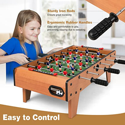 Giantex 27" Foosball Table, Easily Assemble Wooden Soccer Game Table Top w/Footballs, Indoor Table Soccer Set for Arcades, Game Room, Bars, Parties, Family Night