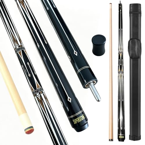 SUPERDIAMOND Pool Cue Stick Set Billiard Cue Sticks with Hard Case, 2-Pieces 58" Pool Table Sticks, 12.5 mm Tip Pool Queue,Pool Stick Set for Home Recreation, Billiards Clubs, Training - style: Billiard Cue Sticks-GB-YD-C-2S