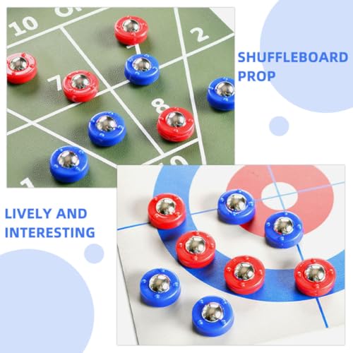 BESTonZON 20pcs Tabletop Shuffleboard Pucks Mini Shuffleboard Replacement Pieces Set Blue and Red Accessories Portable Curling Equipment for Tabletop Play