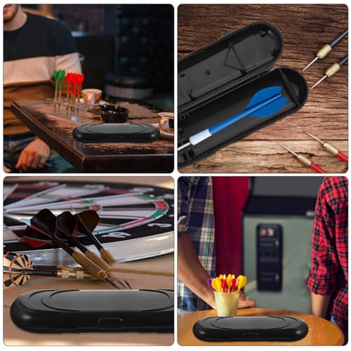 Portable Dart Storage Case 3pcs Oval Hard Shell Carrier Box for Soft Tip Darts, Compact Organizer for Travel and Tournament Use, Black