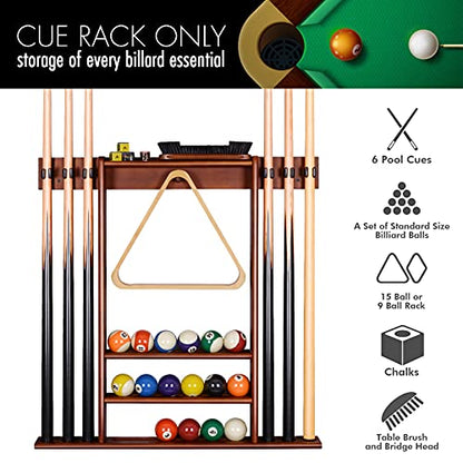 XCSOURCE Pool Cue Rack Only, Pool Stick Holder Wall Mount, 6 Pool Billiard Stick + Ball Set Pool Cue Holder, Pool Table Accessories for Billiard Room Man cave - color: Cherry, 6 Pool