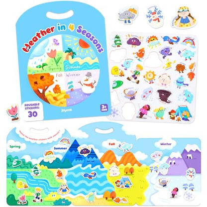 JoyCat Reusable Sticker Book - Stickers for Toddlers, Kids Sticker Activity Book, Travel Toys for Road Trip, Car & Airplane, Educational Learning Gifts for Boys and Girls Ages 3-5 (Weather) - style: Weather