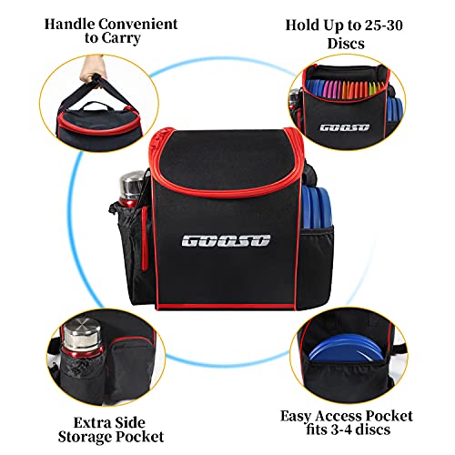 12 PCS Disc Golf Set with Bag Portable Disc Golf Backpack Holds 28+ Discs | Disc Golf Discs for Beginner with Putter, Midrange, Driver Free Stand Bag Design for Convenient Use - color: Red