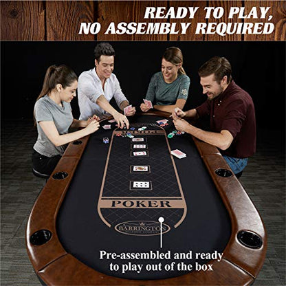 Barrington Poker Multiple Styles Folding Poker Table & Poker Table Top/Dining Table Collection, Durable Padded Rail Tables with Felt Playing Surface, Perfect for Texas Holdem Games - style: 10 Player Premium Table