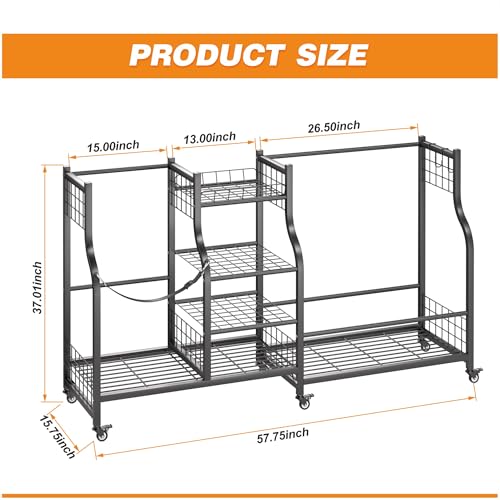 Ultrawall Golf Bag Storage Rack Organizer, Golf Bag Holder Stand for Garage, Golf Equipment Rack - size: 57.75in-Holds 3 Golf Bags
