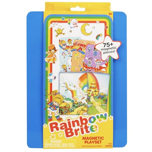 Rainbow Brite Magnetic Playset, 75 Characters & Accessories, Reusable Storage Tin and Play Scene, Fun Toddler Toys, Mess Free Travel Games & Road Trip Essentials, 4 Year Old Girl Birthday Gifts - color: Rainbow Brite