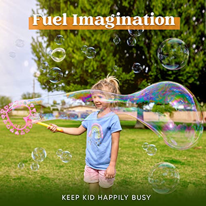 JOYIN Big Bubble Wands Set Bulk for Kids Summer Outdoor Toy Game Activity Party Favors, 18 Pcs Giant Bubble Maker with Tray, 12" Large, 6 Pcs Solution Suitable for All Age People - style: Assorted