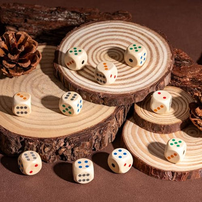10pcs 16mm D6 Dice Set, Standard 6 Sided Dice Set Wooden Game Dices with Leather Bag for D&D, RPG,Table Board Game or Teaching Math - color: D6-color P
