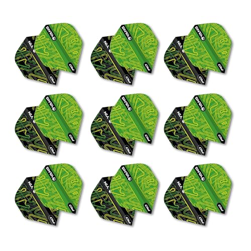 RED DRAGON Yin Yang Double Sided Dart Flights 3 Sets Per Pack (9 Dart Flights in Total) - color: Green and Black