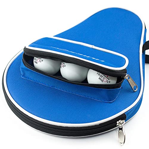 yuandan Ping Pong Paddle Carry Bag with Ball Storage Pocket Table Tennis Racket Case Cover Waterproof Inner Blue