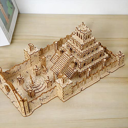 3D Wooden Puzzles The Ruins of The Ancient Temple Model Kits, Brainteaser and Puzzle for Christmas/Birthday,Gifts for Adults and Teens to Build Combination - style: Ruin
