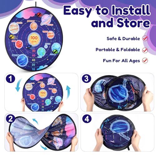 Hungdao 3 Sets Carnival Games Combo Set, Dart Board with Balls Plastic Cones Ring Bean Bags Toss Game for Boys Girls Adults Family Birthday Yard Indoor Outdoor - style: Creative Style