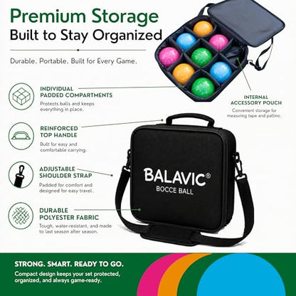 Bocce Ball Set - 100mm Resin, Pallino, Carry Bag & Measuring Tape | Bright Pink, Orange, Green & Blue Balls, Backyard, Lawn & Beach Play, Family Fun for 2-8, Great Gift