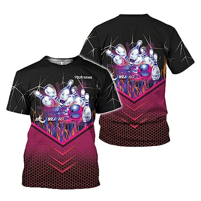 Rivelus Personalized Name Bowling Shirts for Men and Women 3D, Bowling Shirts for Team Bowling, Bowling Shirts Gift - color: Blm24