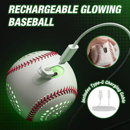 HYES Light up Baseball with LED Rechargeable, 9 Lighting Modes Glow in The Dark Baseball Gifts for Boys 8-12, Official Size Leather Weighted Balls for Day Night Indoor Outdoor Sport Game - size: led baseball- with glove