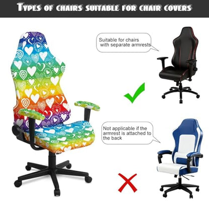 Love Print Gaming Chair Cover with Armrest Covers Scratch Proof Anti-Dust Game Chair Covers Slipcover Universal Fit for Desk/Swivel/Rotating Chairs Protector - color: Multi - Love