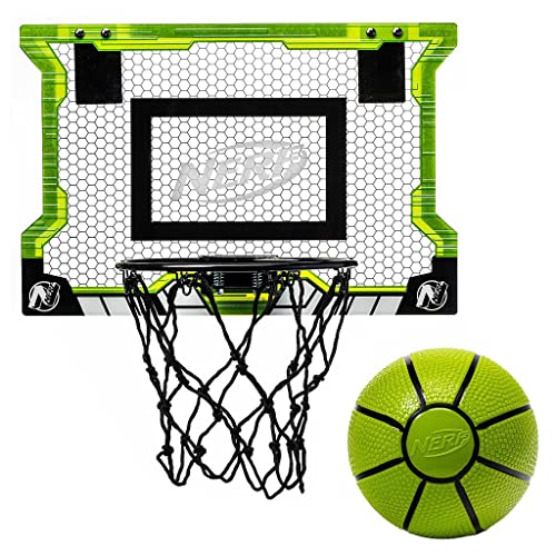 Nerf Pro Hoop Basketball Set - Pro Hoop Mini Hoop Set with Mini Basketball - Steel Rim Great for Dunking - Over The Door Basketball Hoops