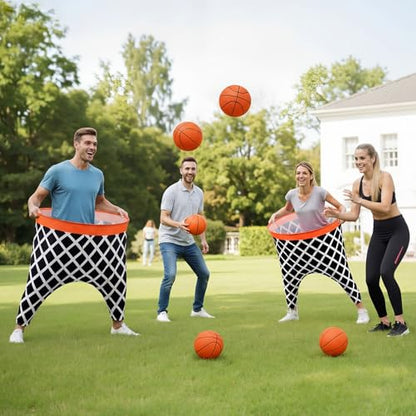 Leitee 11 Pcs Granny Pants Yard Game Games Set Oversized Pants with Bouncy Balls and Air Pump Outdoor Tossing for Basketball Party Supplies Sport Play Adults Fun Family Reunion Gatherings - style: Basketball