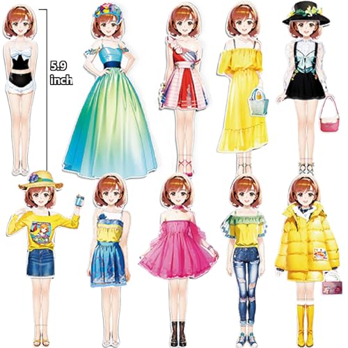 Magnetic Dress Up Paper Doll,Magnet Princess Dress Up Dolls for Girls Ages 4-7 Kids,Travel Activities Road Trip Car Ride Interactive Learning Created Imagine Set Birthday Gift - color: C Set
