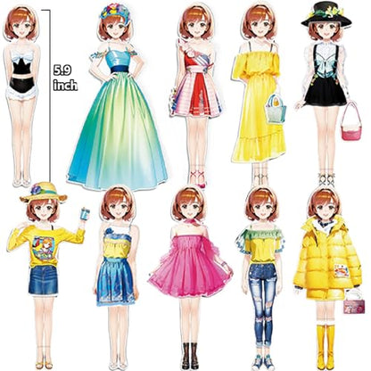 Magnetic Dress Up Paper Doll,Magnet Princess Dress Up Dolls for Girls Ages 4-7 Kids,Travel Activities Road Trip Car Ride Interactive Learning Created Imagine Set Birthday Gift - color: C Set