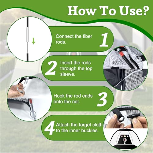 Golf Net - Upgraded All-in-One 10x7ft Golf Practice Net with 5 Real Balls, Tri-Turf Mat and Portable Bag, Durable Hitting Nets for Backyard Driving Swing Outdoor - style: Black/White-Pro