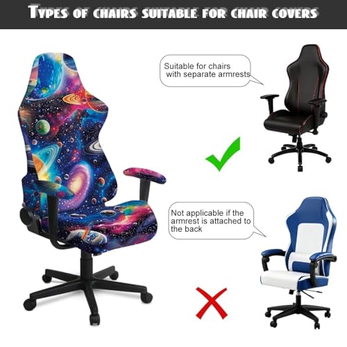 Cosmos Computer Gaming Chair Cover 4 Piece Stretchable Elastic Fit Cat Scratch Proof Gaming Chair Seat Cover Non Slip Breathable Washable Slipcover with Armrest Protection for Game Room - color: Colorful Cosmos