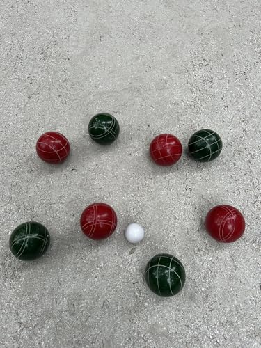 BuyBocceBalls Listing - Made in USA, Premium Quality Official Tournament Bocce Set - 110mm Red and Dark Green Balls Nylon Bag; Regulation Size Balls 998 Grams (2 lbs. 3 oz.)