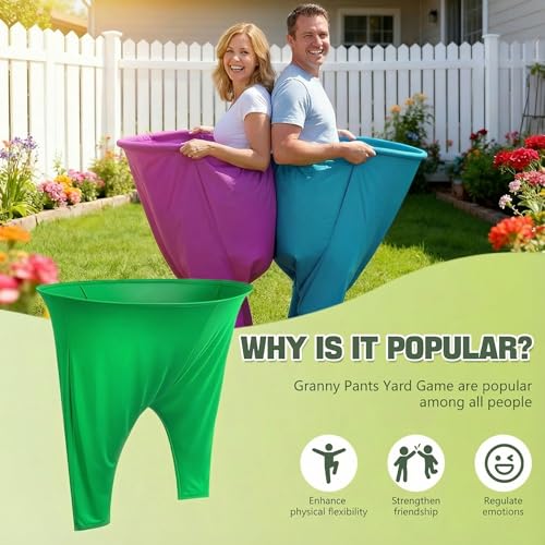 Granny Pants Yard Game with Balls, Giant Pants Catch Game, Outdoor Tossing Party Game for Family Reunion, Birthday, Backyard Fun for Adults & Teens - color: GREEN / YELLOW