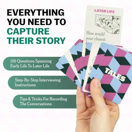TALES 150 Life Story Interview Kit, Conversation Cards, for Grandparents, Parents, Families, Adults, Game Night, Road Trips, Dinner Table, Getting to Know You (New Edition) - color: Life Story Modern