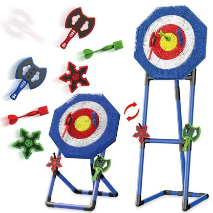 Axe Throwing Game for Backyard: Bristle Target Set with 3 Axes & 3 Darts, Outdoor Yard Games for Kids Adults Family, Lightweight & Portable, Backyard Lawn Games for Carnival, Camping, Party