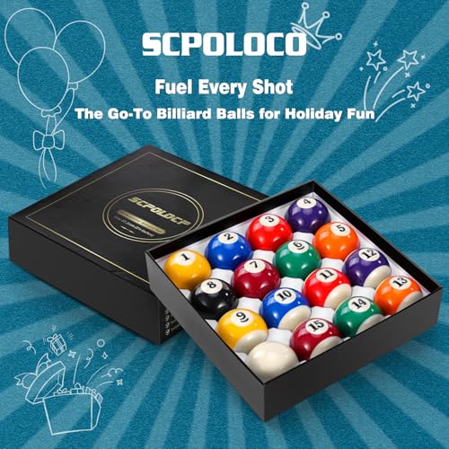 Pool Balls Billiard Set – 16 Regulation Billiard Balls for Pool Table, Pool Table Balls Set, Billiards Accessories for Home or Club Play