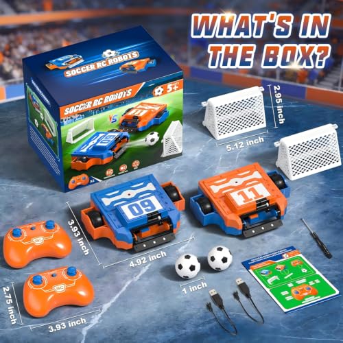 Remote Control Battle Robots Soccer Robot Game Set for Kids, 2-Player RC Football Robots Table Game with 2 Balls & 2 Goals, Fighting Robot STEM Toy Birthday Gift for Boys and Girls Age 5 & Up