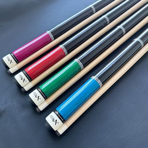 Pool Cue Set of 4 Pool Cue Stick (18oz-21oz), 13mm Tip, 58", Hardwood Billiard, Professional Billiard Pool Cue Stick