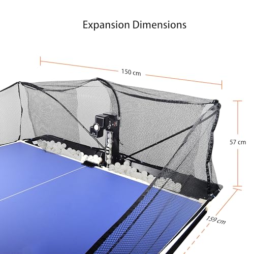 WAYMARK Ping Pong Machine with Net Table Tennis Robot JT-A with Intercepted Net for Training Suitable Ping Pong Table Come with 100 Balls