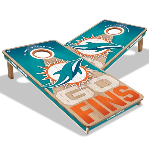 YouTheFan NFL 2' x 4' Slogan Series Professional Wood Cornhole Game - color: Miami Dolphins