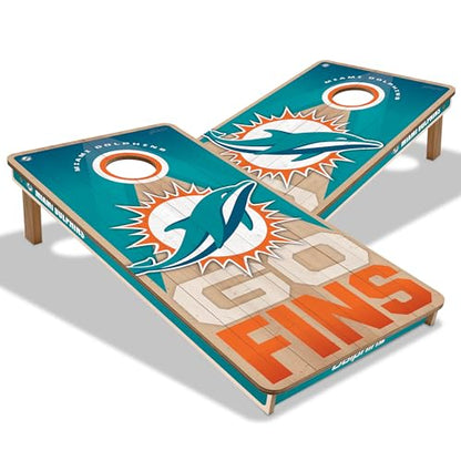 YouTheFan NFL 2' x 4' Slogan Series Professional Wood Cornhole Game - color: Miami Dolphins