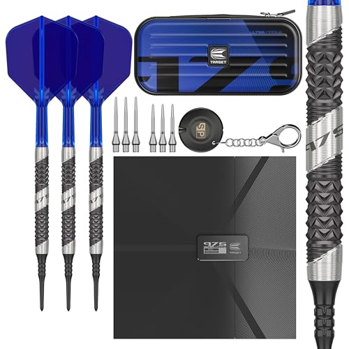 Target Darts 975 Ultra Marine 18G 97.5% Tungsten Soft Tip Darts Set with K-Flex