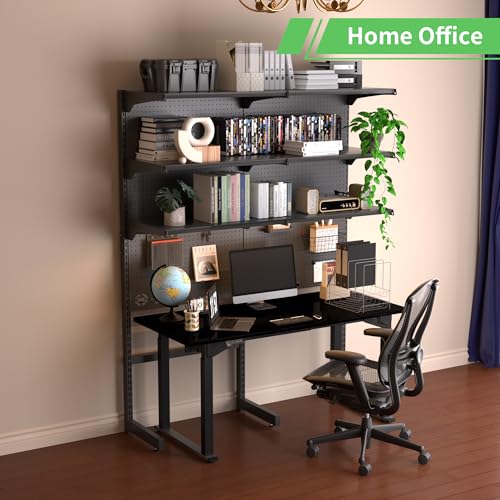 X-Win Gaming Free Standing Pegboard, Home Office Metal Standing Shelf Units for Desk, Floor Display Shelf Organizer with 28 Pieces Accessories for Bedroom