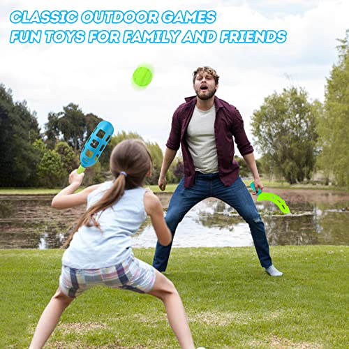 Scoop and Toss Set - Outdoor Toys for Kids with 2 Scoop Rackets and 2 Balls, Beach Lawn Yard Scoop Ball Game for Kids and Adults,Backyard Outside Toss and Catch Game - color: 1 Bule 1 Green