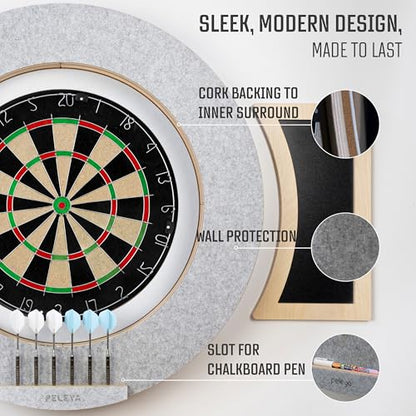 Dart Board Cabinet Set with LED Light; Bristle Dartboard, Built in LED Light, Darts and Chalkboards - color: Grey
