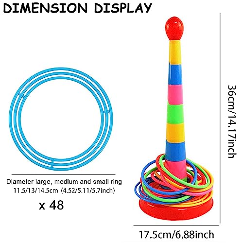 2 Color Columns + 48 Circles, Colorful Happy Circle Game,Children's Play Park, Christmas Party Birthday Party Gift. Suitable for Indoor Holiday Games Family Christmas Party Games