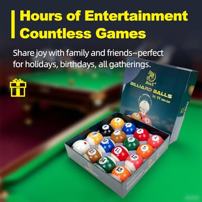 Billiard Balls Set, 2-1/4 Inch Superior Control & True Impact for Professional Tournament Play, 16-Piece with Phenolic Resin, Perfect for Home Game Rooms-5A Grade Material