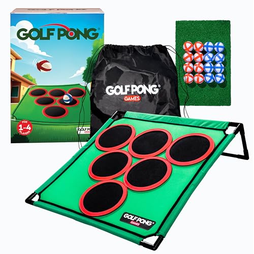 Golf Pong Game Set, Jumbo Backyard Lawn Game, Portable Indoor-Outdoor Chipping Golf Gift for Men, Women & Family Original
