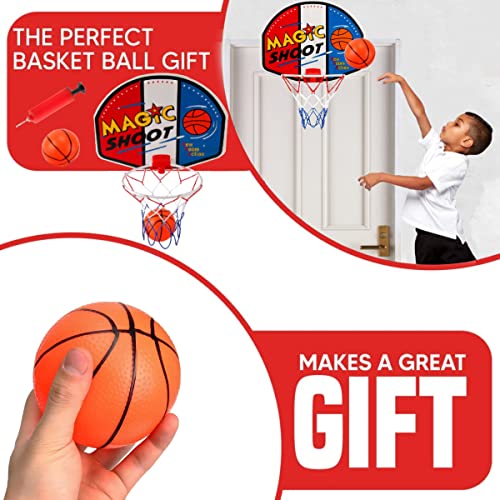 Indoor Mini Basketball Hoop - 16" x 13" Large Over The Door Plastic Toy Backboard, Net, Ball and Pump for Kids Boys Teens - Suitable for Office, Bedroom, Dorm (Magic Shot)
