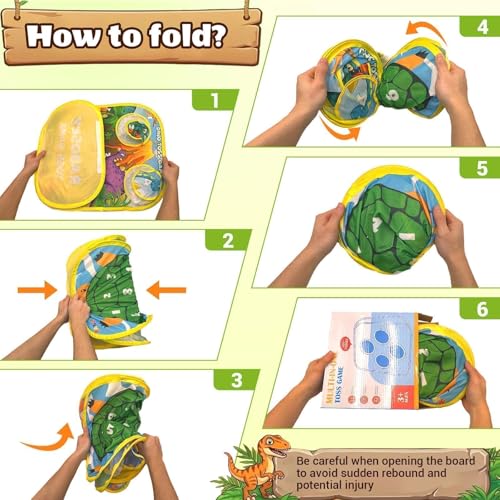 3-in-1 Dinosaur Bean Bag Toss Game for Boy Toddler Ages 3 4 5 Year Old, Cornhole Bags Set for 3-5 Preschool Kids, Outdoor Play Outside Toys in Backyard Lawn, Indoor Family Party Game, Birthday Gifts - style: Dinosaur