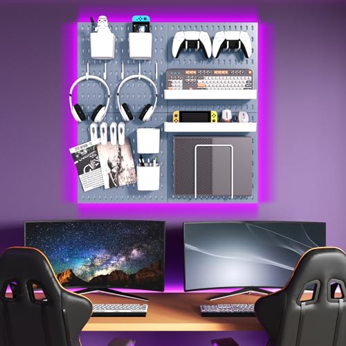Pegboard Combination Kit, 4 Peg Boards Blue Pegboard for Walls, Office Wall Organizer, Gaming Room Wall, Nursery Storage, 22"x22" - color: Blue